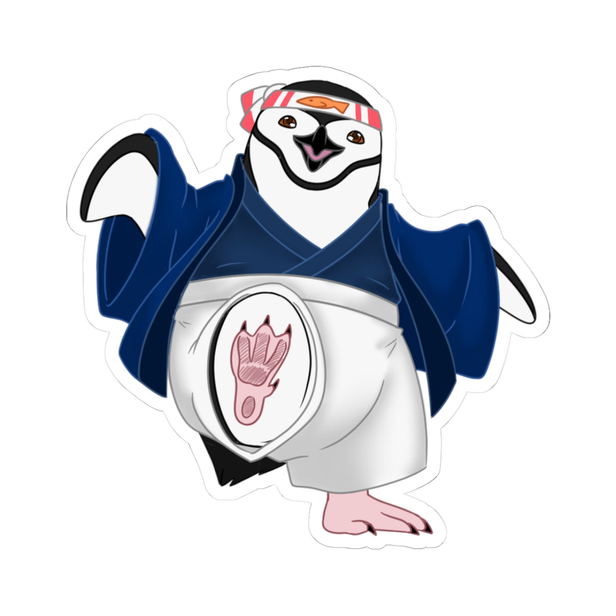 Chinstrap Penguin in Japanese Festival-style Attire Kiss-Cut Sticker
